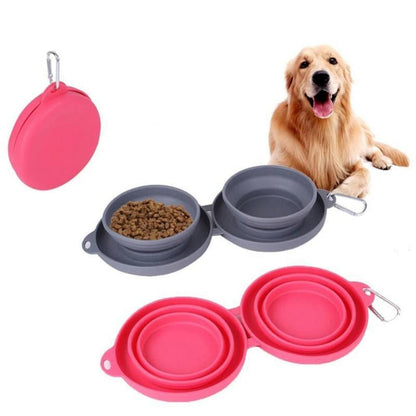 Double Collapsible Pet Feeding Bowl Set