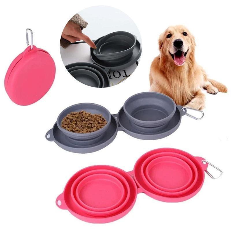 Double Collapsible Pet Feeding Bowl Set